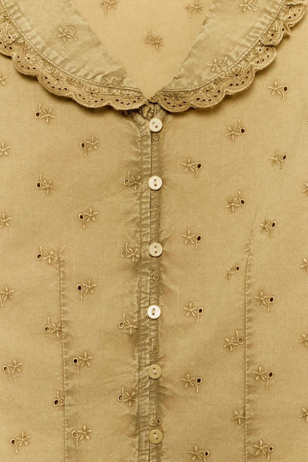 Рубашка с воротником питера пэна с вышивкой