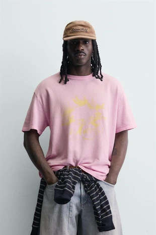 Футболка с контрастным принтом- Заказать в России