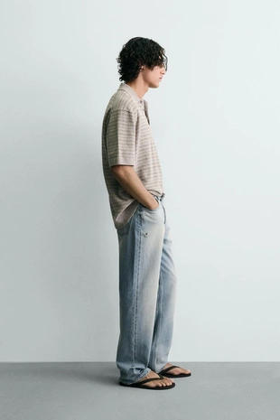 Поло из рельефного буклированного трикотажа- Заказать в России