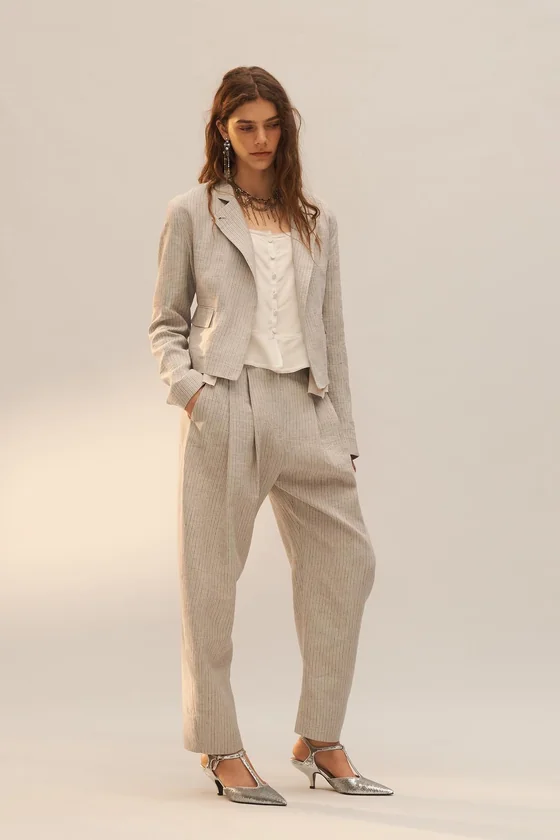 Пиджак из льняно-хлопкового плетения в полоску (Лимитированная коллекция)