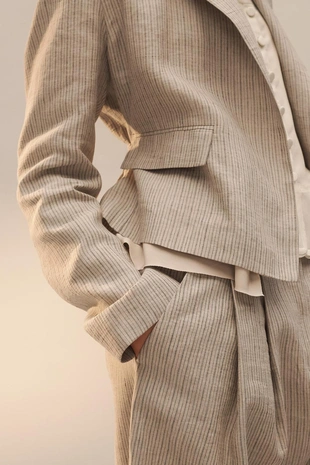 Пиджак из льняно-хлопкового плетения в полоску (limited edition)- Заказать в России