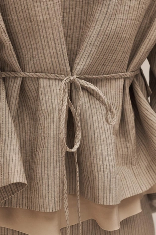 Пиджак из льняно-хлопкового плетения в полоску (limited edition)- Заказать в России