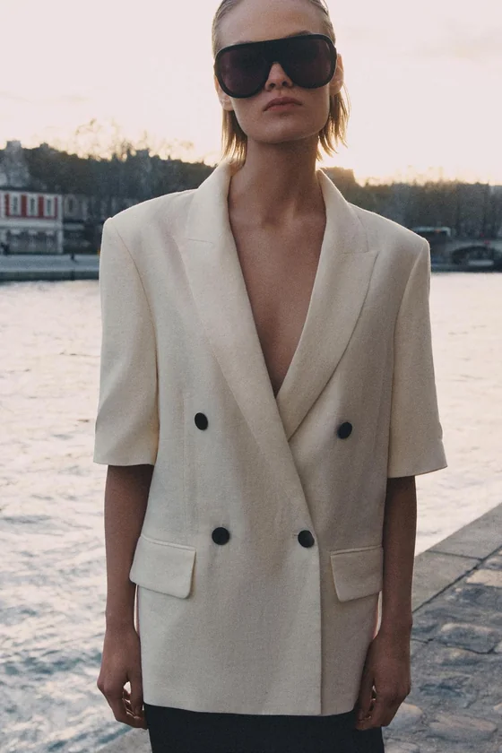 БЛЕЙЗЕР ИЗ ЛЬНА С КОРОТКИМИ РУКАВАМИ — коллекция Zara «ZW»