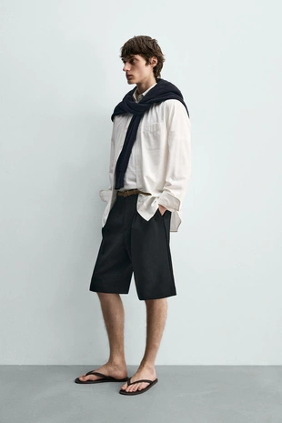 Свободные бермуды со складками- Заказать в России