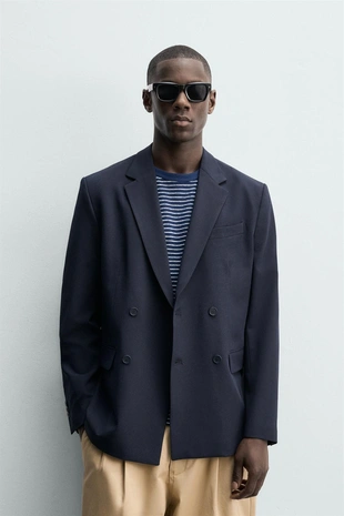 Двубортный блейзер комфортной посадки- Заказать в России