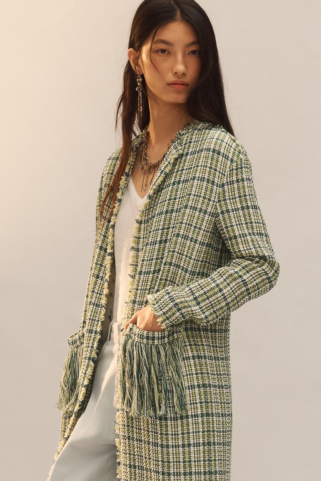 Пальто с отделкой бахромой из текстурированной ткани (limited edition)