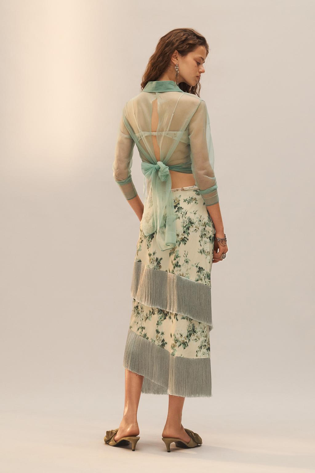 Юбка с цветочным узором и бахромой из лимитированной коллекции