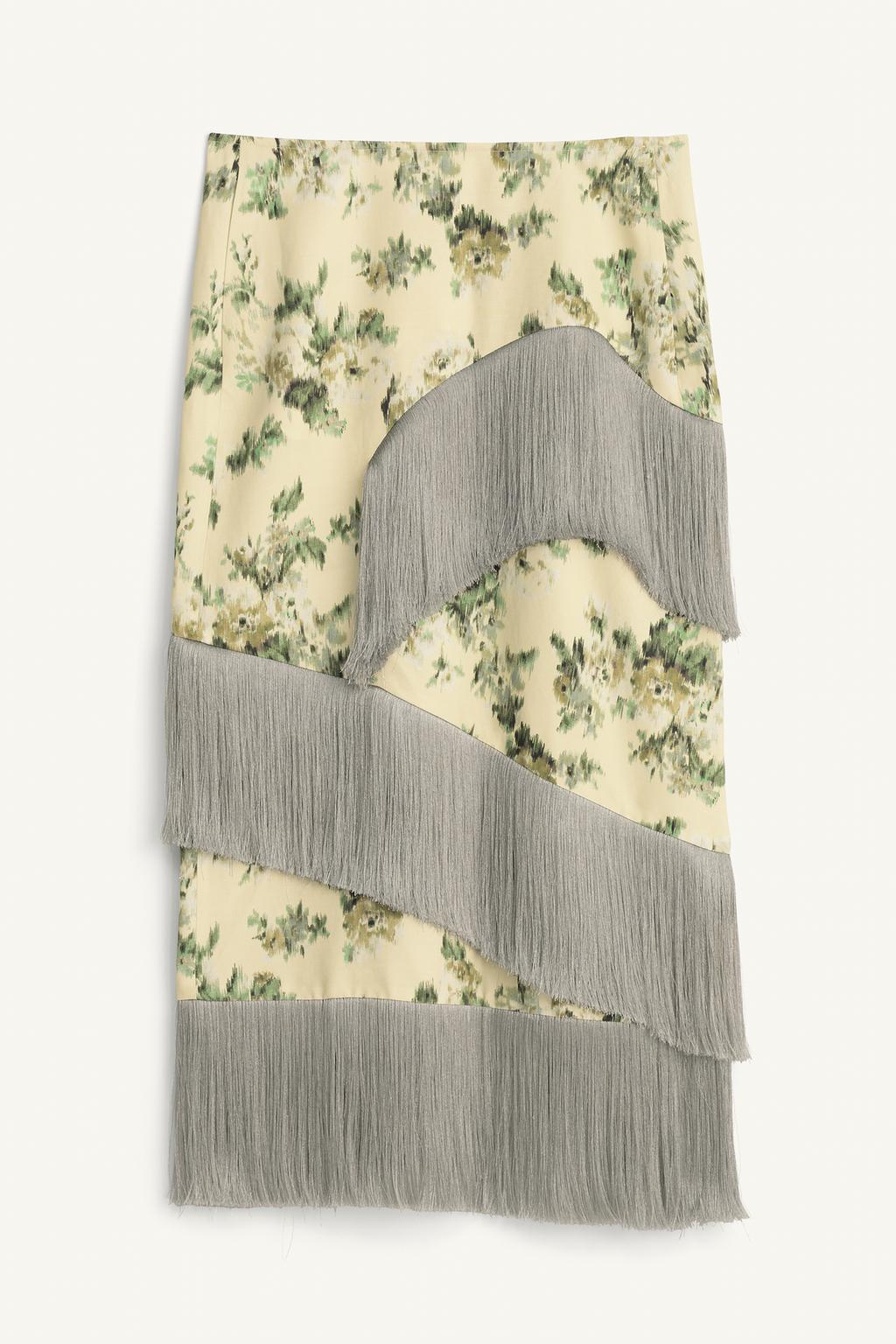 Юбка с цветочным узором и бахромой из лимитированной коллекции