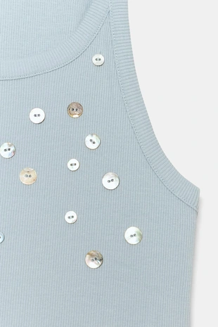 Топ в рубчик с пуговицами