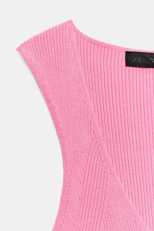 Топ в рубчик с V-образным вырезом- Заказать в России