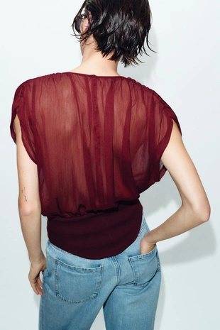 Комбинированный топ из жоржета- Заказать в России