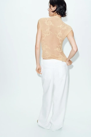 Трикотажный топ с узором Pointelle- Заказать в России