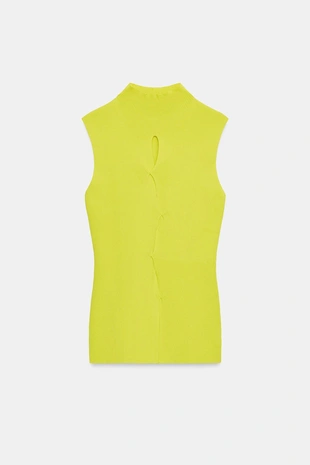 Трикотажный топ с вырезами- Заказать в России