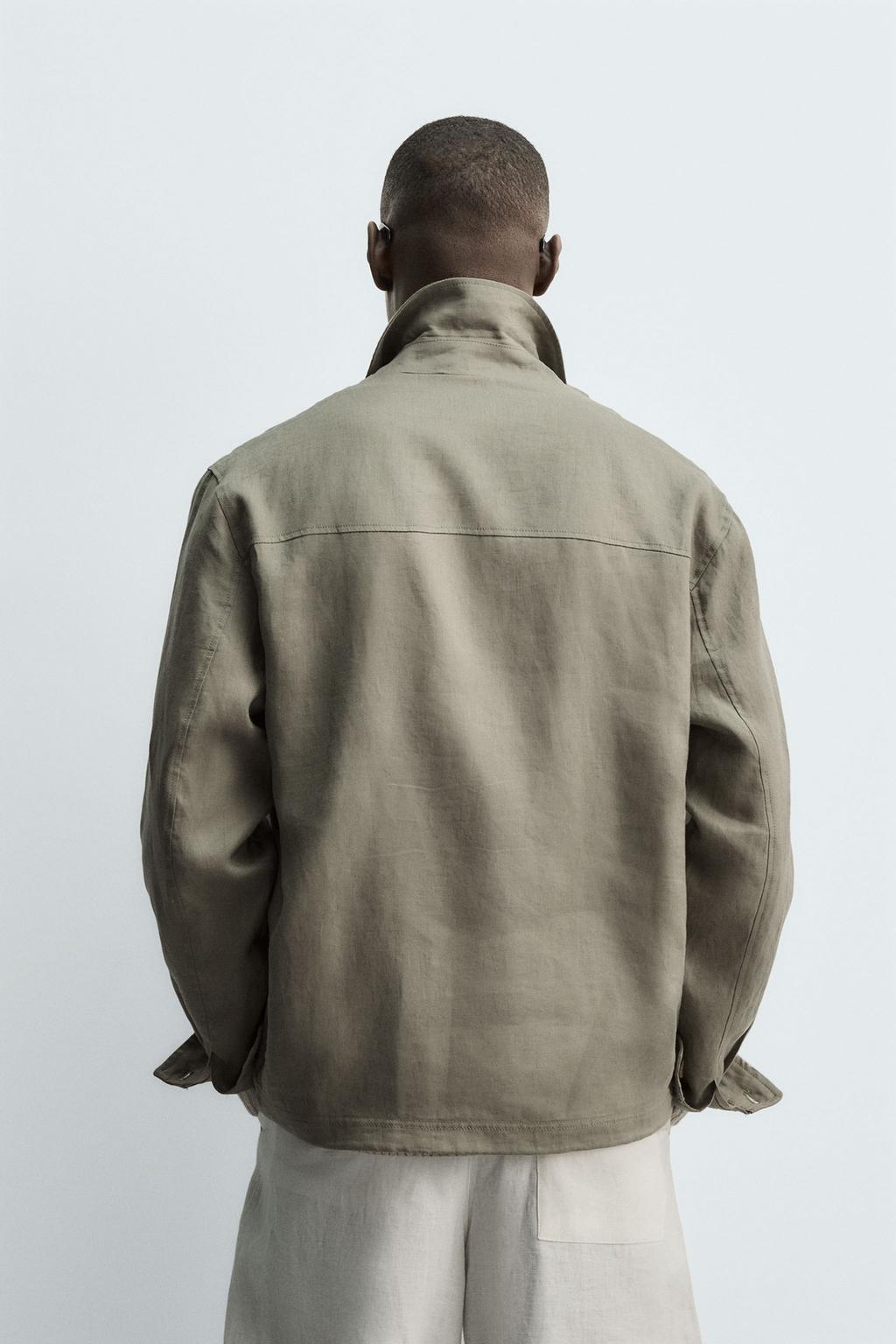 КУРТКА-РУБАШКА ИЗ 100% ЛЬНА НА МОЛНИИ