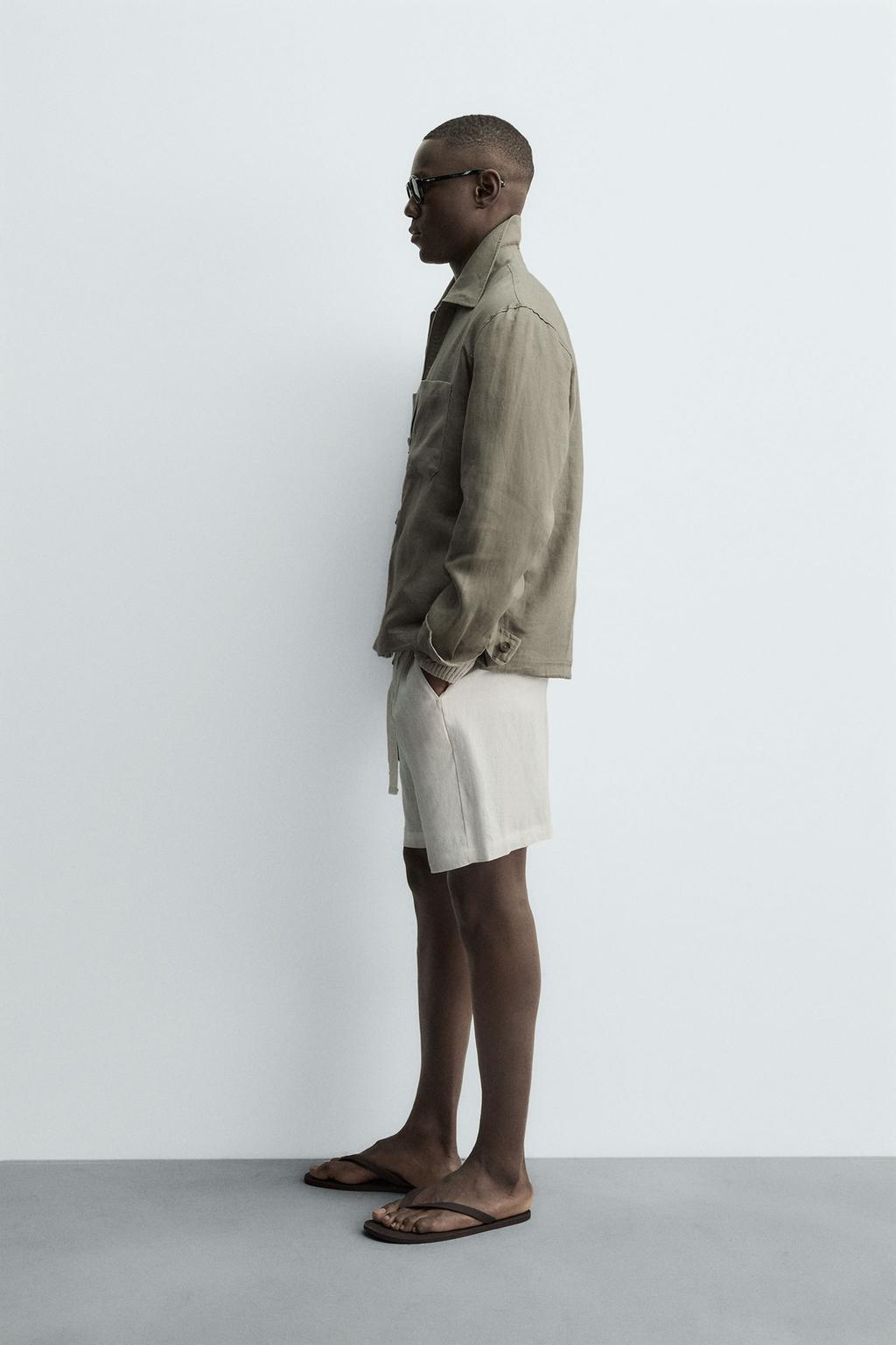 КУРТКА-РУБАШКА ИЗ 100% ЛЬНА НА МОЛНИИ