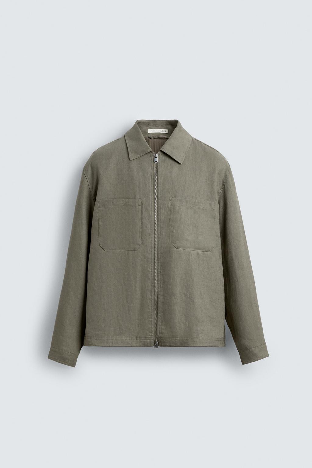 КУРТКА-РУБАШКА ИЗ 100% ЛЬНА НА МОЛНИИ