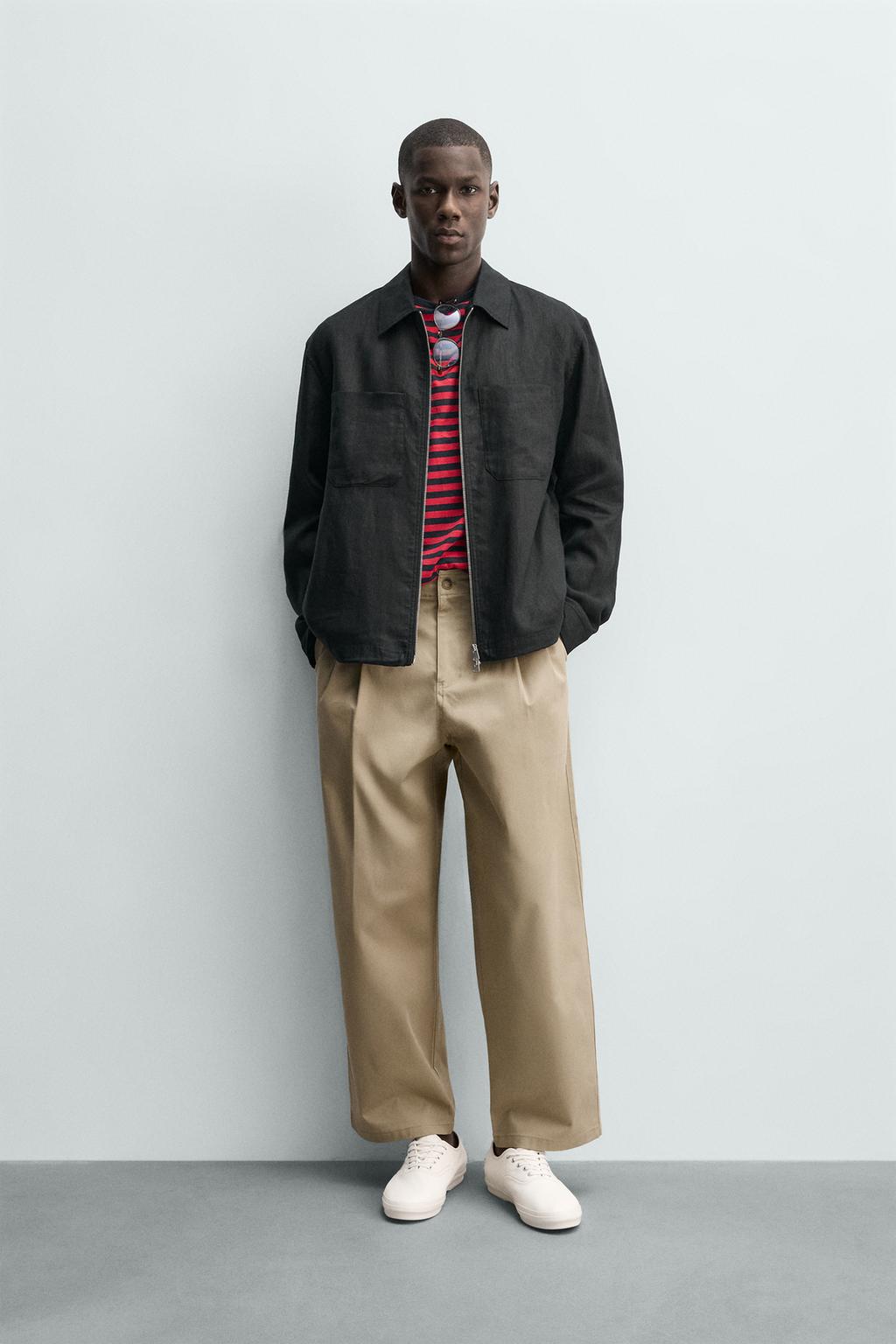 КУРТКА-РУБАШКА ИЗ 100% ЛЬНА НА МОЛНИИ