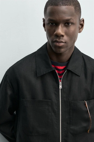 Куртка-рубашка из 100% льна на молнии- Заказать в России