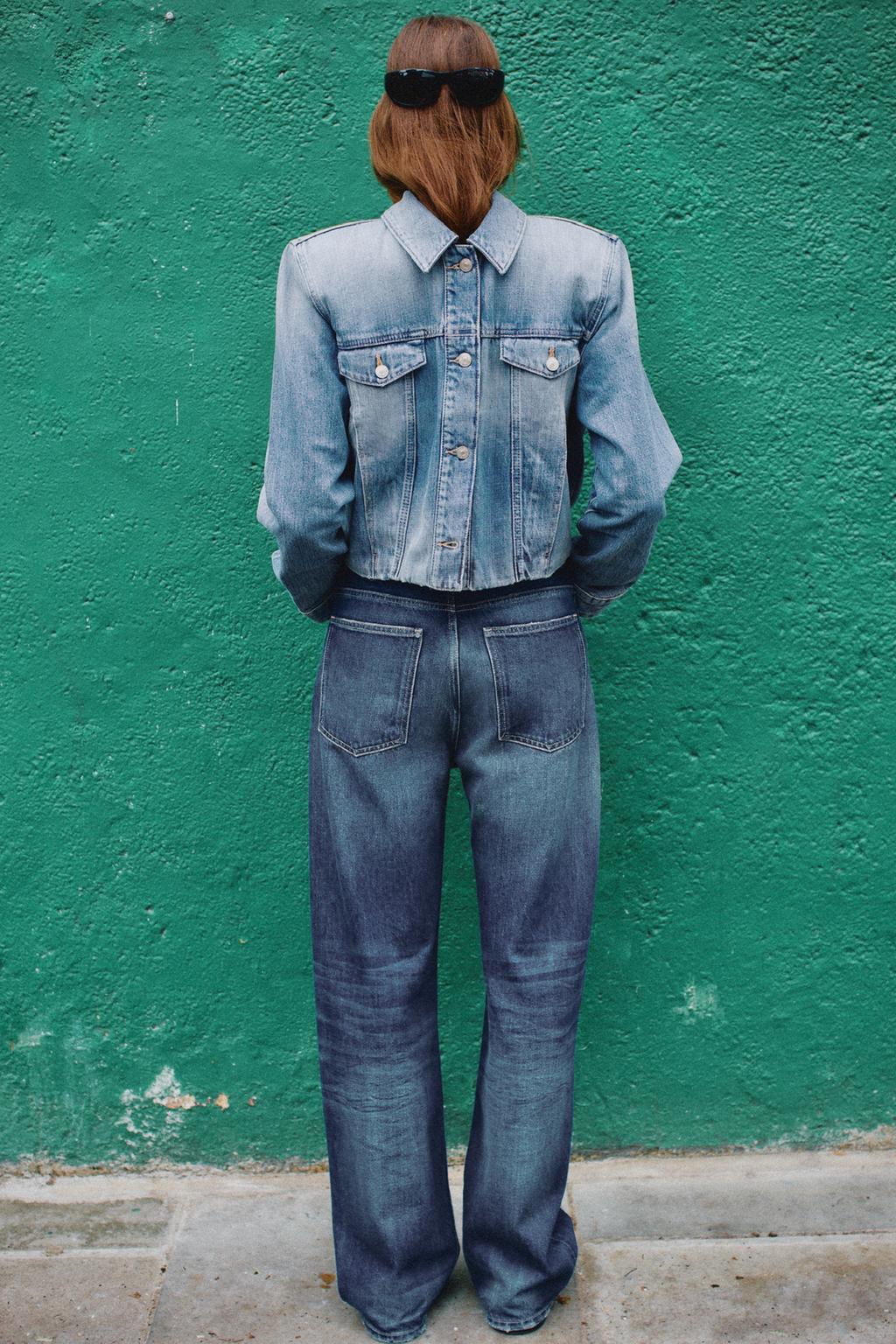 УКОРОЧЕННАЯ ДЖИНСОВАЯ КУРТКА TRF СО СКЛАДКАМИ