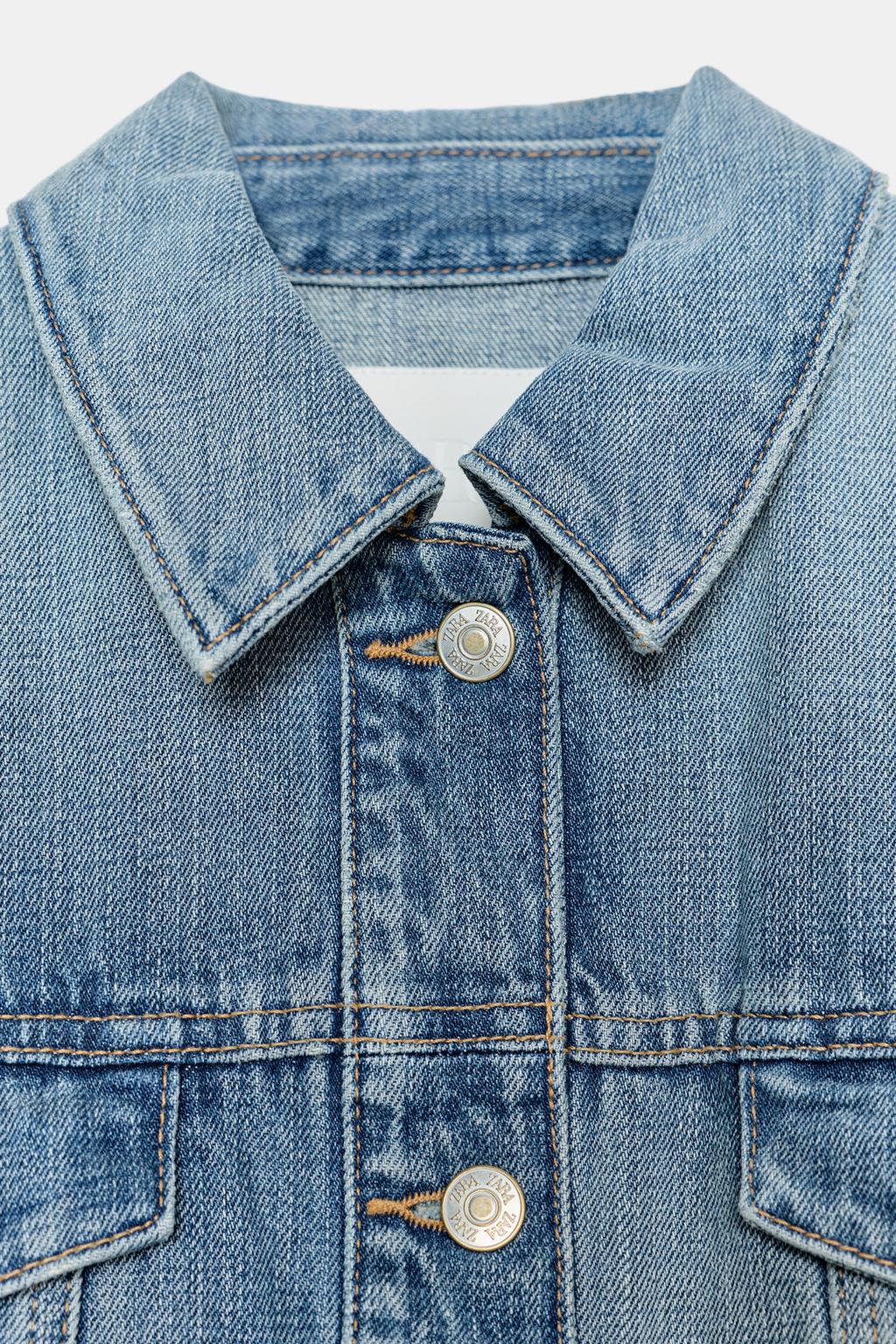 УКОРОЧЕННАЯ ДЖИНСОВАЯ КУРТКА TRF СО СКЛАДКАМИ