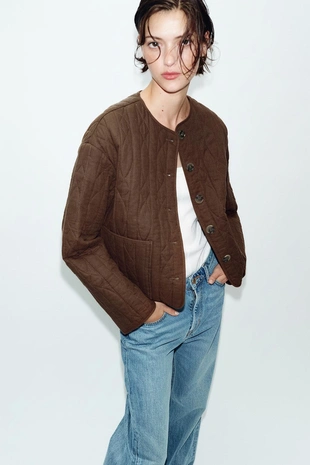 Стёганая куртка из льна