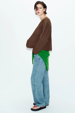 Стёганая куртка из льна