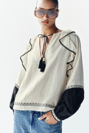 Объемная блуза с воланами- Заказать в России