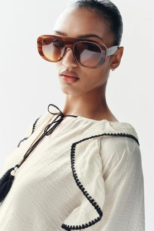 Объемная блуза с воланами- Заказать в России