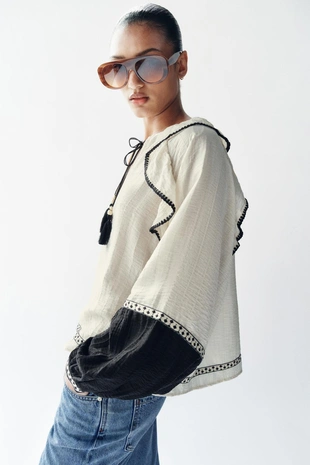 Объемная блуза с воланами- Заказать в России