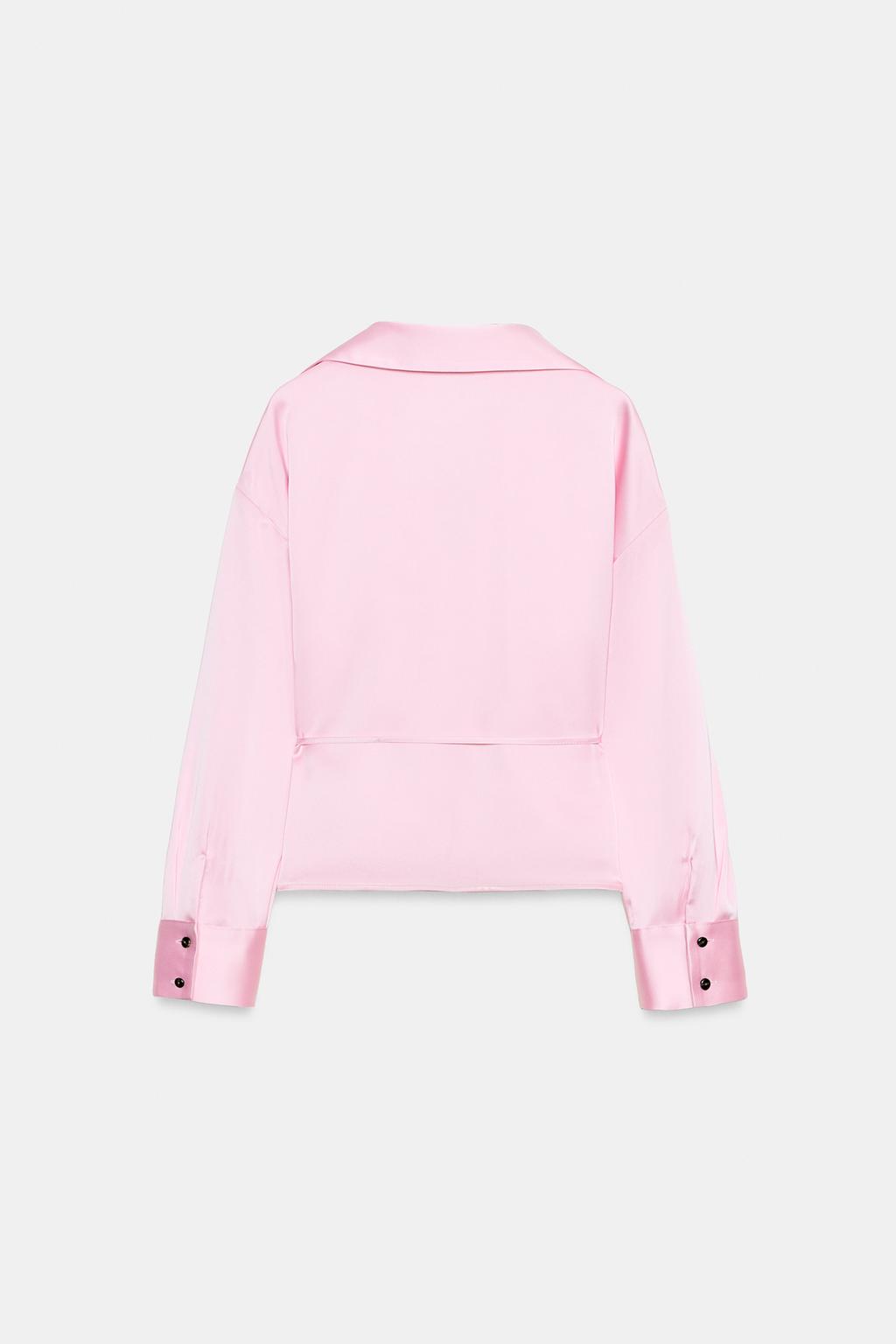 АТЛАСНАЯ БЛУЗКА С ТОНКИМ ПОЯСОМ