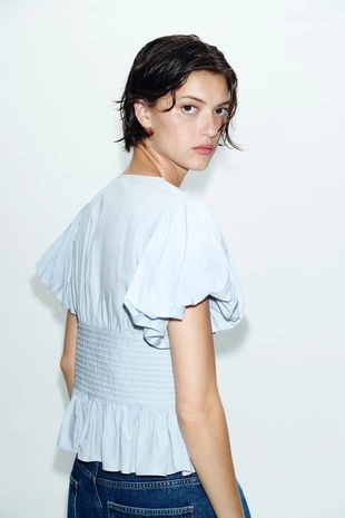 Блуза с защипами и рукавами-буфф- Заказать в России
