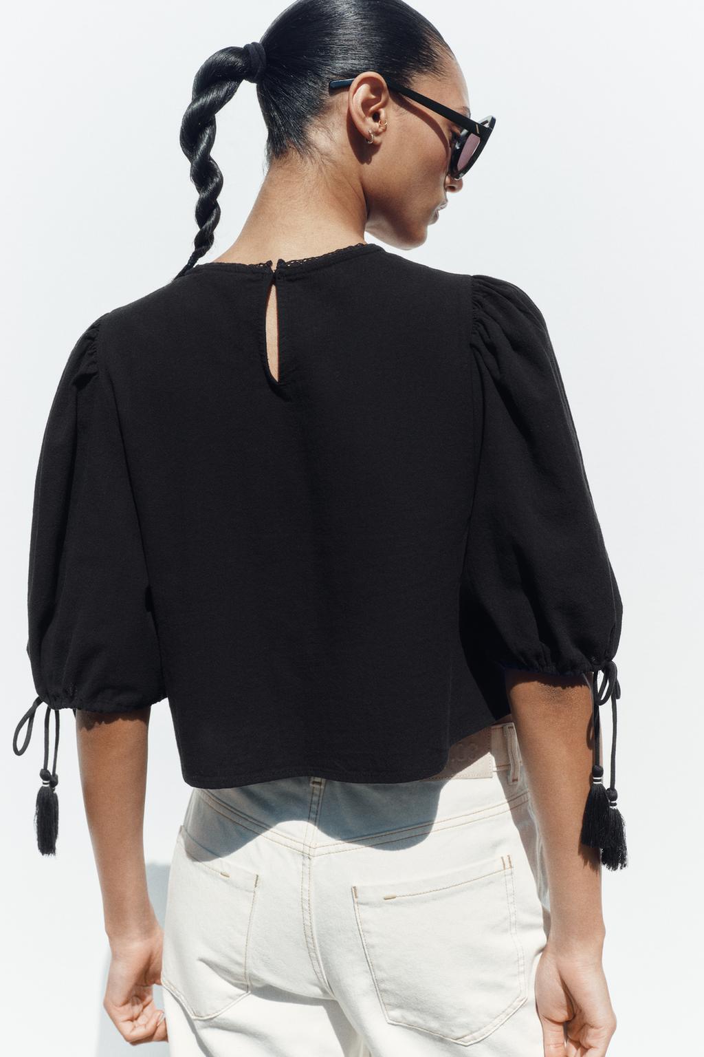 БЛУЗА С ВЫШИВКОЙ И ОБЪЕМНЫМИ РУКАВАМИ