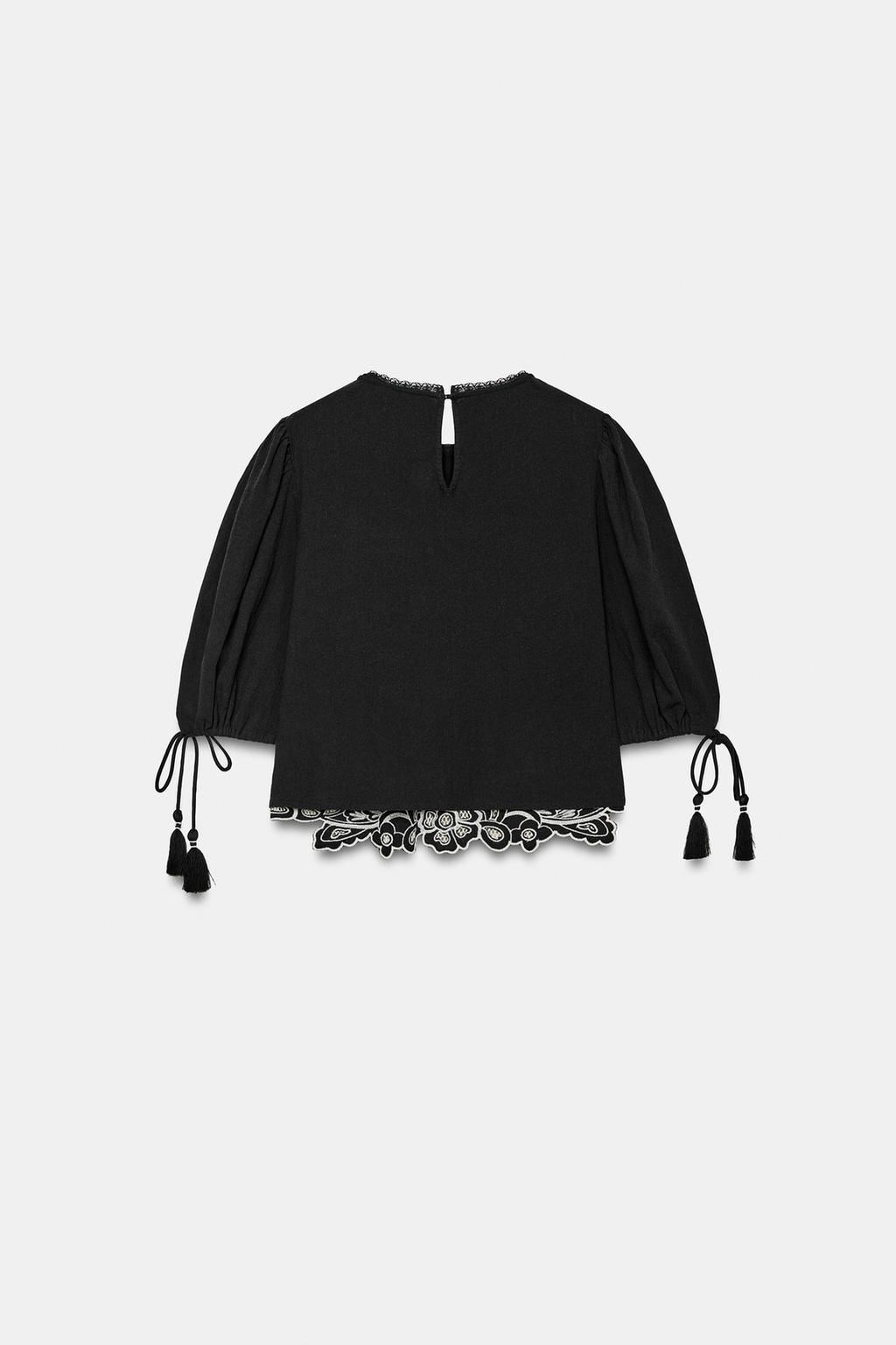 БЛУЗА С ВЫШИВКОЙ И ОБЪЕМНЫМИ РУКАВАМИ