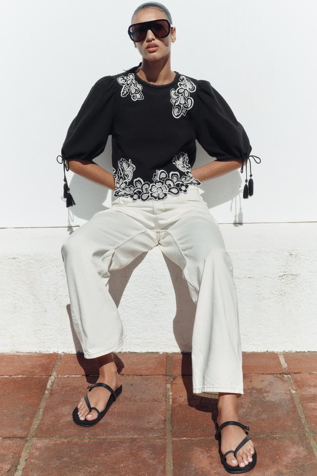 БЛУЗА С ВЫШИВКОЙ И ОБЪЕМНЫМИ РУКАВАМИ