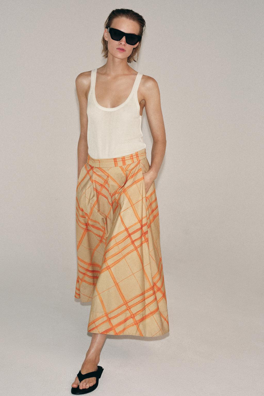 РАСКЛЕШЕННАЯ ЮБКА МИДИ В КЛЕТКУ — ZW COLLECTION