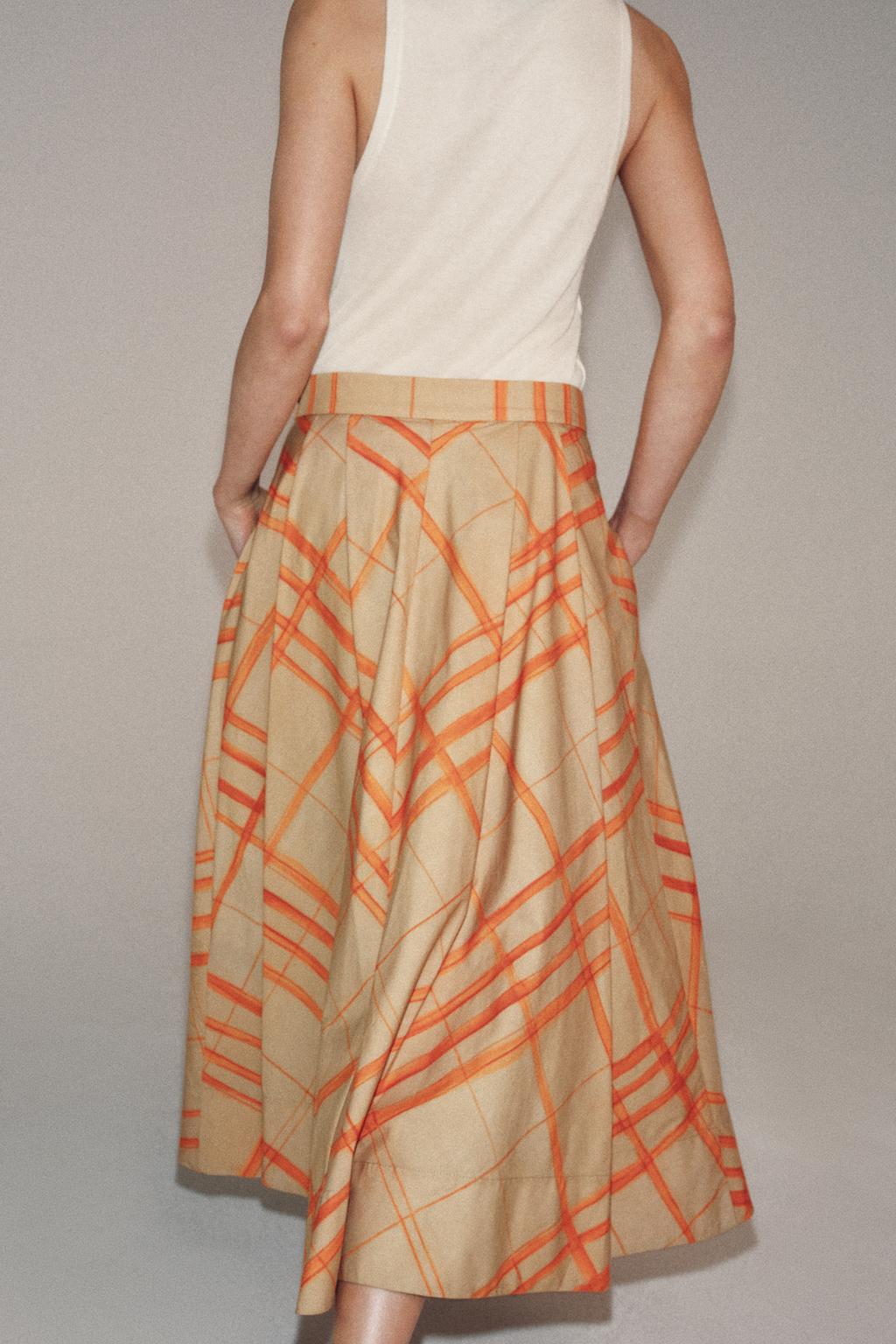 РАСКЛЕШЕННАЯ ЮБКА МИДИ В КЛЕТКУ — ZW COLLECTION