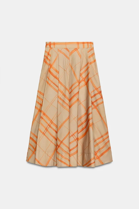 РАСКЛЕШЕННАЯ ЮБКА МИДИ В КЛЕТКУ — коллекция Zara «ZW»