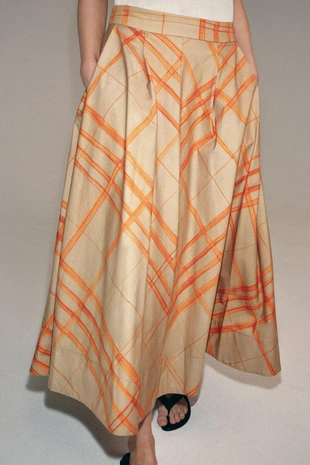 Расклешенная юбка миди в клетку — Zw Collection- Заказать в России