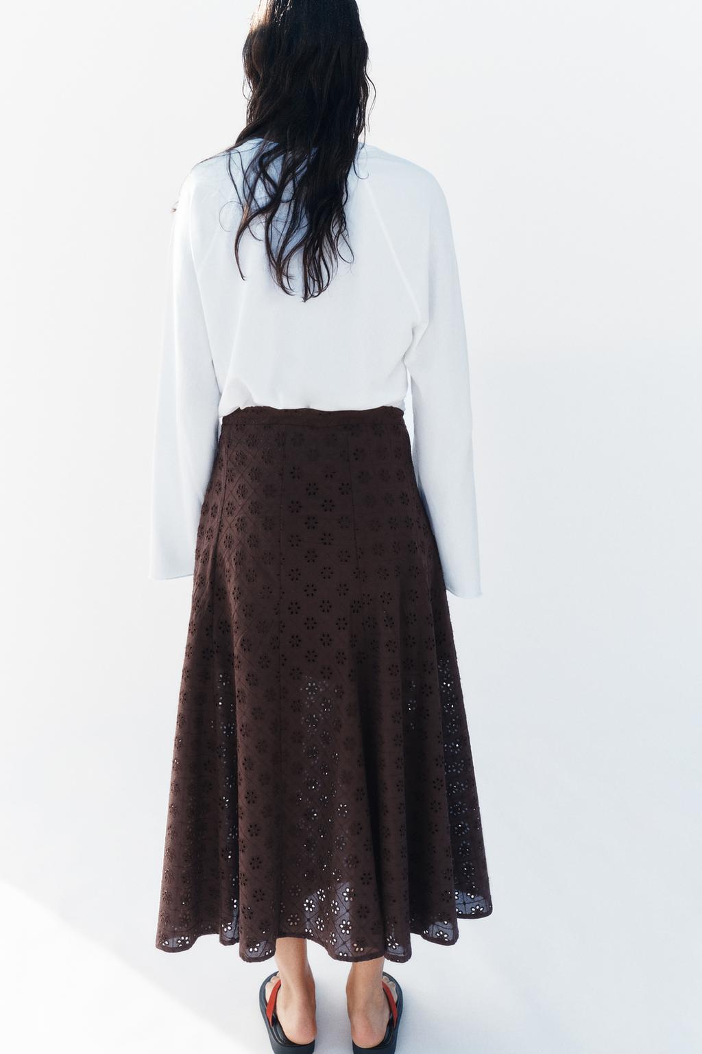 ЮБКА МИДИ С АЖУРНОЙ ВЫШИВКОЙ