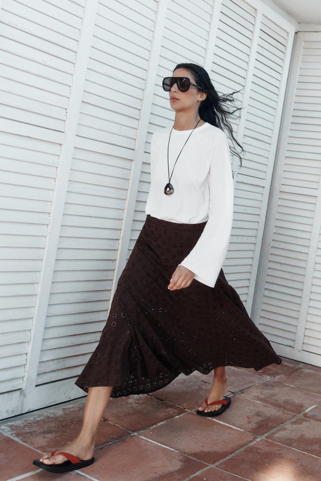 ЮБКА МИДИ С АЖУРНОЙ ВЫШИВКОЙ