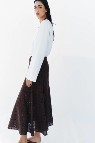 Юбка миди с ажурной вышивкой- Заказать в России