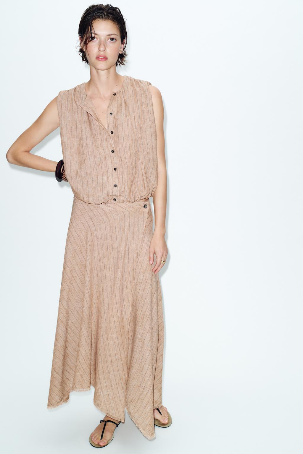 ЮБКА АСИММЕТРИЧНОГО КРОЯ В ПОЛОСКУ ИЗ КОМПЛЕКТА