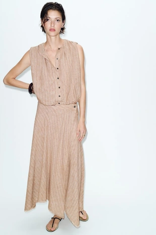 Юбка асимметричного кроя в полоску из комплекта- Заказать в России