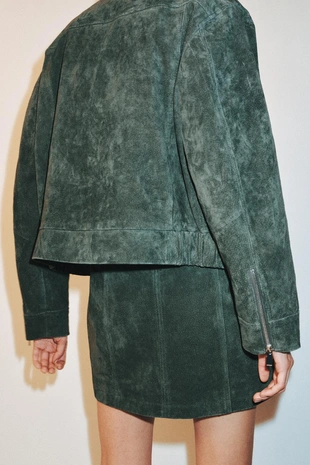 Мини-юбка из 100% замши- Заказать в России