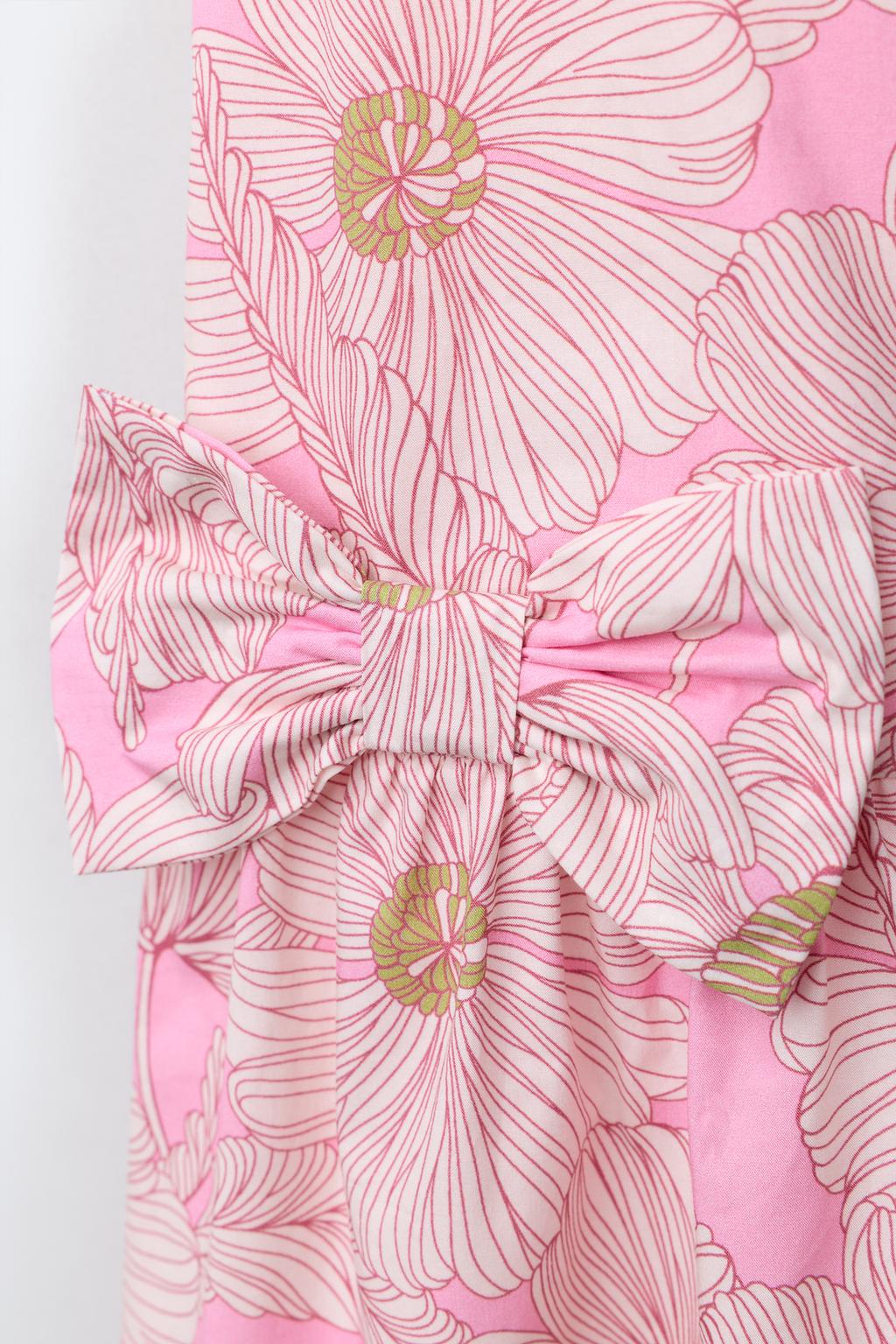 ПЛАТЬЕ ИЗ ПОПЛИНА С ЦВЕТОЧНЫМ ПРИНТОМ И БАНТАМИ