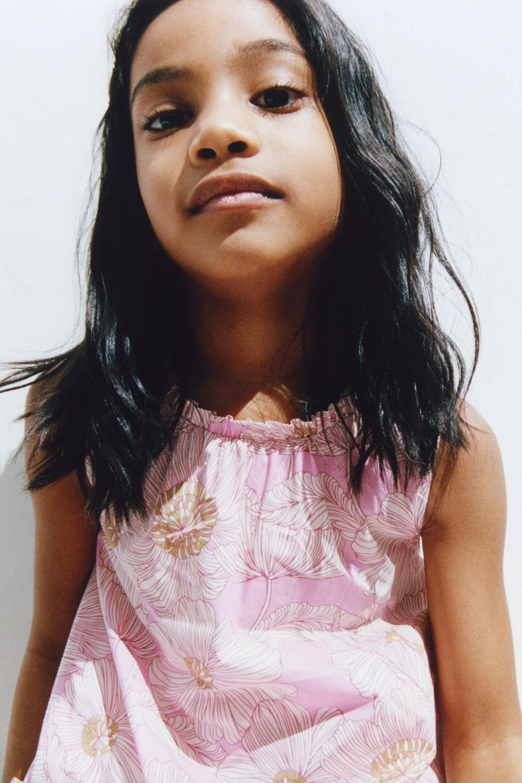 Платье из поплина с цветочным принтом и бантами