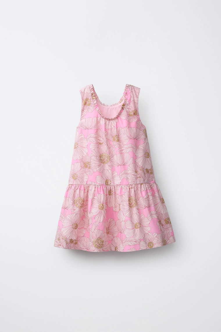 Платье из поплина с цветочным принтом и бантами