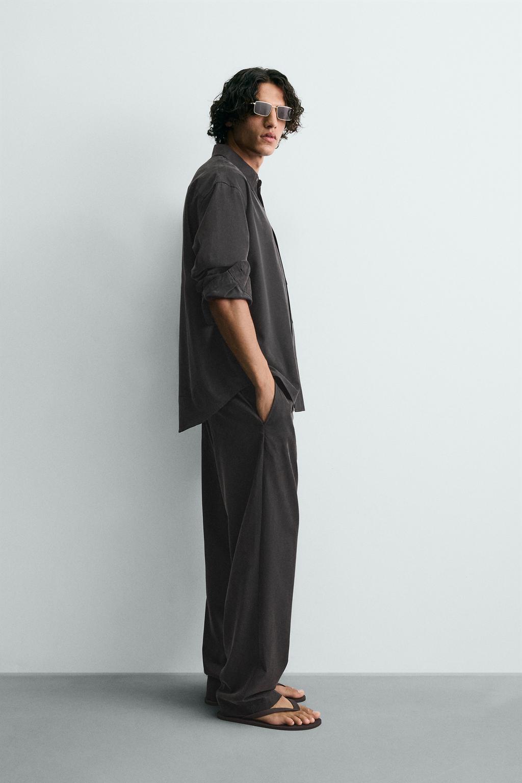 РУБАШКА RELAXED FIT ИЗ СТРУЯЩЕЙСЯ ТКАНИ