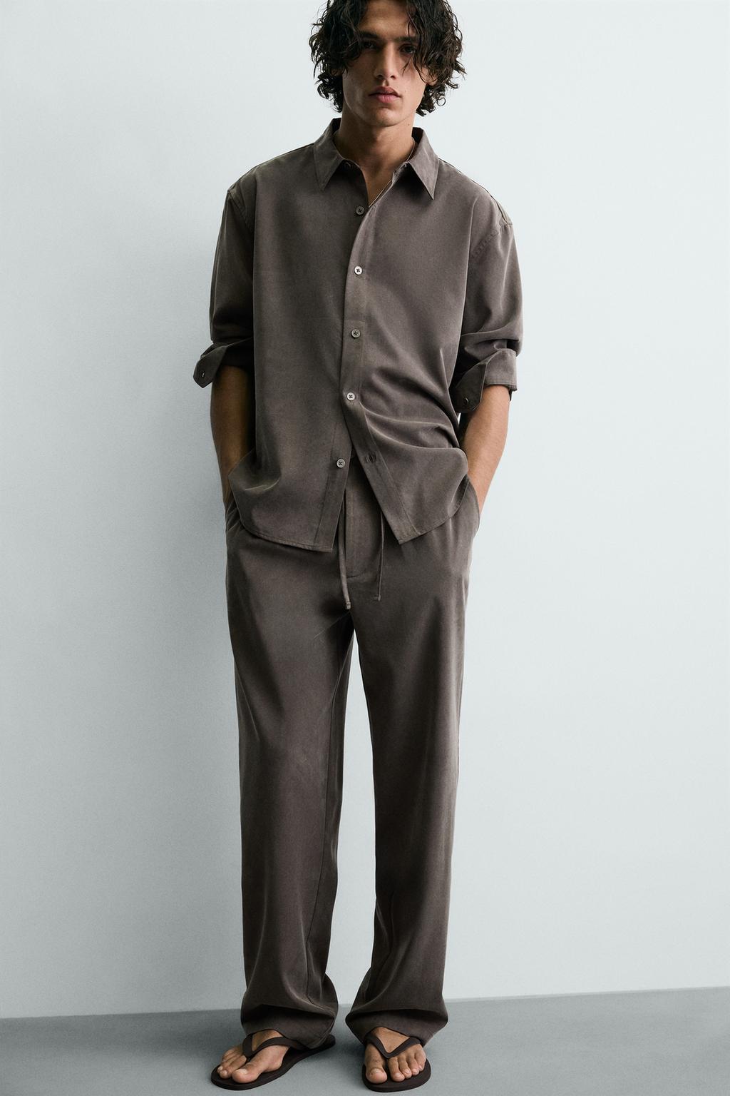 БРЮКИ RELAXED FIT ИЗ СТРУЯЩЕЙСЯ ТКАНИ