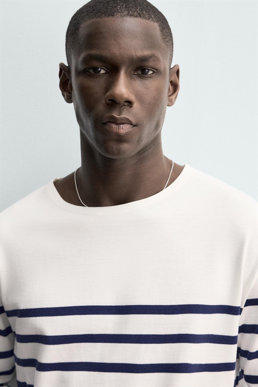 ЖАККАРДОВАЯ ФУТБОЛКА В ПОЛОСКУ СВОБОДНОГО КРОЯ